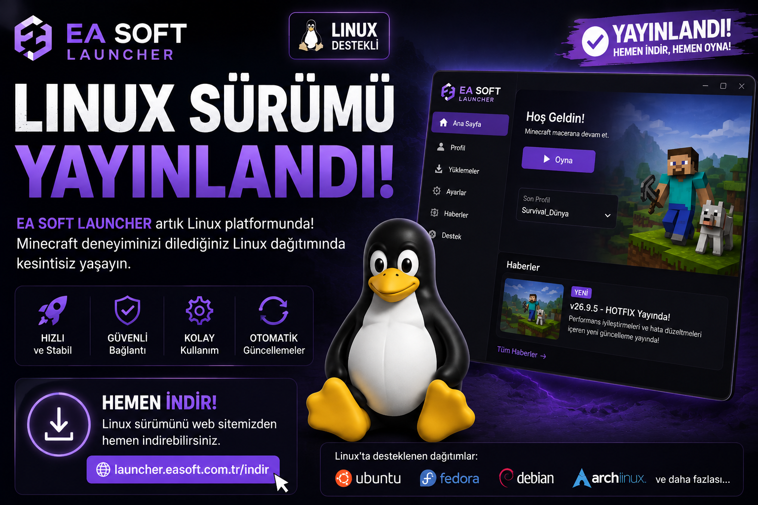 🐧 EA SOFT LAUNCHER ARTIK LINUX'TA!